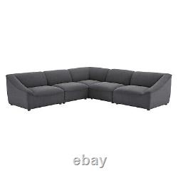 Modway Compromise Fabric Upholstered 5-Piece Sectional Sofa in Charcoal