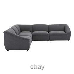 Modway Compromise Fabric Upholstered 5-Piece Sectional Sofa in Charcoal