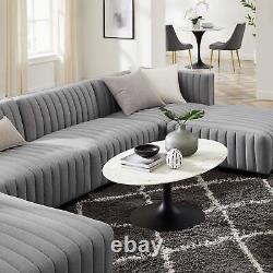 Modway Conjure Channel 6-Piece Sectional Sofa With Black Light Gray Finish