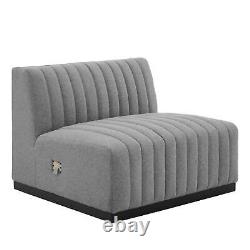 Modway Conjure Channel 6-Piece Sectional Sofa With Black Light Gray Finish