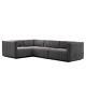 Modway Conjure Channel Velvet 4-piece Sectional With Black Gray Finish