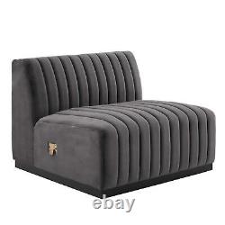 Modway Conjure Channel Velvet 4-Piece Sectional With Black Gray Finish