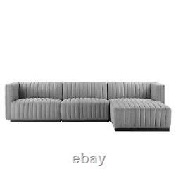 Modway Fabric 4-Piece Sectional Sofa With Black Light Gray EEI-5788-BLK-LGR