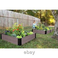 One Inch Series 4 ft. X 4 ft. X 11 in. Weathered Wood Composite Raised Garden Be