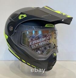 Open Box Castle CX950 Modular Snowmobile Helmet Charcoal/Black/Hi-Viz 2XL