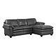 Plush Dark Gray Top Grain Leather Match Sofa With Chaise Living Room Furniture