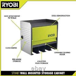 RYOBI Steel 2-Shelf Wall Mounted Garage Cabinet In Black (17 In X 11 In X 19 In)