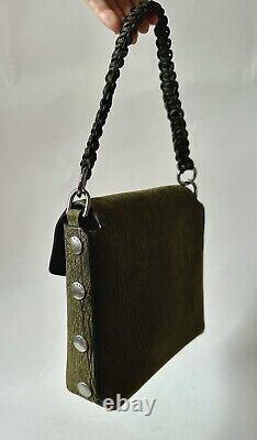 Rag & Bone Atlas Leather Medium Modular Shoulder Bag Military Green Silver