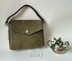 Rag & Bone Atlas Leather Medium Modular Shoulder Bag Military Green Silver