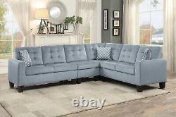 Reversible Configuration Grey Microfiber Sofa Sectional Living Room Furniture