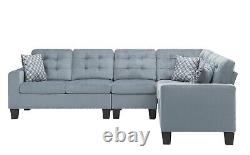 Reversible Configuration Grey Microfiber Sofa Sectional Living Room Furniture