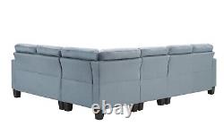 Reversible Configuration Grey Microfiber Sofa Sectional Living Room Furniture