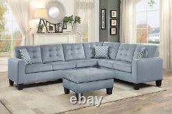 Reversible Configuration Grey Microfiber Sofa Sectional Living Room Furniture