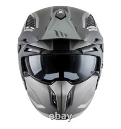 SFT Black & Gray Modular Convertible Matt Full Face Safety Helmet ECE Standard
