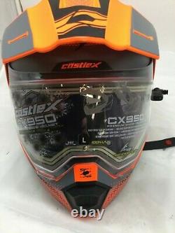 Scorpion EXO Castle New Heated Shield Modular Snowmobile Helmet Orange/Gray LG