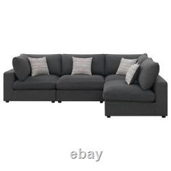 Serene 4-piece Upholstered Modular Sectional Sofa In Charcoal