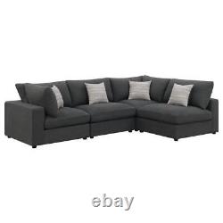 Serene 4-piece Upholstered Modular Sectional Sofa In Charcoal