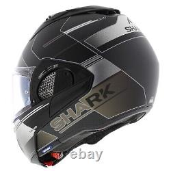 Shark EVO-GT, Tekline Matt Black Silver, Motorcycle modular Flip Up Helmet