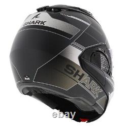 Shark EVO-GT, Tekline Matt Black Silver, Motorcycle modular Flip Up Helmet