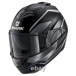 Shark Evo Modular Helmet Matt Black KMA Motorcycle Flip Up Front