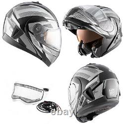 Snowmobile Helmet Electric Modular CKX Tranz 1.5 AMS Warrior Gray Black XSmall