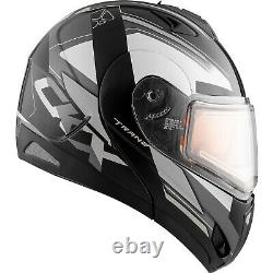 Snowmobile Helmet Modular Flip Up CKX Tranz RSV Offence Grey Black XLarge
