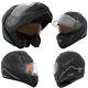 Snowmobile Helmet Modular Flip Up Ckx Tranz Rsv Recharge Black Grey Mat Large