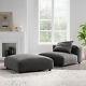 Solace Modular Upholstered Fabric Armless Chair And Ottoman Set In Charcoal