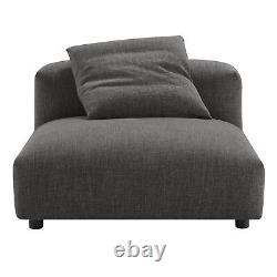 Solace Modular Upholstered Fabric Armless Chair and Ottoman Set in Charcoal