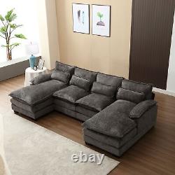 U Shaped Oversized Convertible Upholstery Modular Sectional Sofa withDouble Chaise