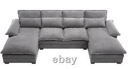 U Shaped Oversized Convertible Upholstery Modular Sectional Sofa withDouble Chaise