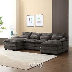 U Shaped Oversized Convertible Upholstery Modular Sectional Sofa withDouble Chaise