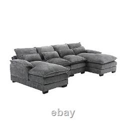 U Shaped Oversized Convertible Upholstery Modular Sectional Sofa withDouble Chaise