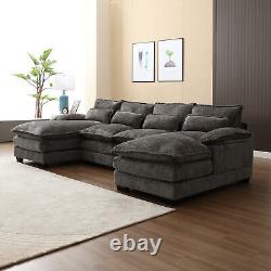 U Shaped Oversized Convertible Upholstery Modular Sectional Sofa withDouble Chaise