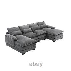 U Shaped Oversized Convertible Upholstery Modular Sectional Sofa withDouble Chaise