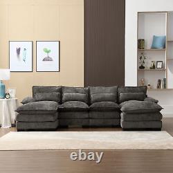 U Shaped Oversized Convertible Upholstery Modular Sectional Sofa withDouble Chaise