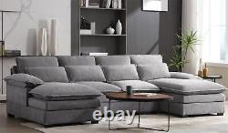 U Shaped Oversized Convertible Upholstery Modular Sectional Sofa withDouble Chaise