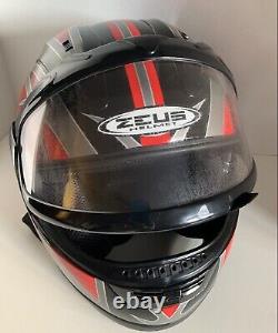Zeus Helmet Snowmobile ZS-508WS Blck Red Grey Adult M 57CM Great Cond. See Notes