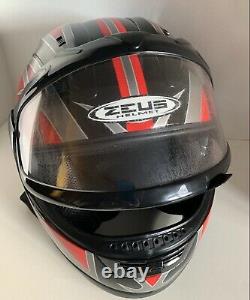 Zeus Helmet Snowmobile ZS-508WS Blck Red Grey Sz M 57CM Great Cond. See Descrip