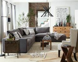 6 Pc Linen Blend Charcoal Grey Modular Sofa Sectional Living Room Furniture Set