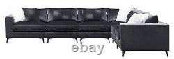 Canapé modulaire Hollywood moderne en velours noir 7 pièces - Schwartzman 551391