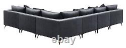 Canapé modulaire Hollywood moderne en velours noir 7 pièces - Schwartzman 551391