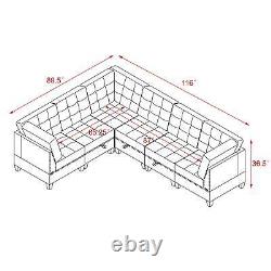 Canapé modulaire en forme de L en chenille grise, comprend 3 chaises et 3 coins DIY