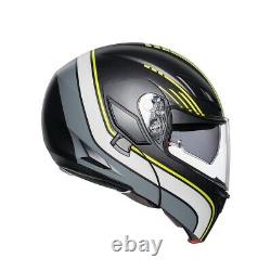 Casque Modulable Agv Compact St Boston Black Grey Yellow De Moto Helmet Modular