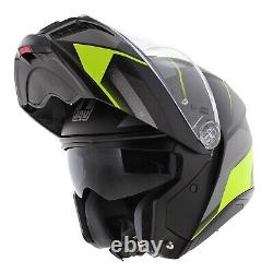 Casque de moto modulaire AGV Tourmodular Perception Matt Noir Gris Jaune. Nouveau