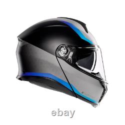 Casque de moto modulaire AGV Tourmodular Stray Matt Noir Gris Bleu. NOUVEAU