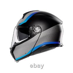 Casque de moto modulaire AGV Tourmodular Stray Matt Noir Gris Bleu. NOUVEAU