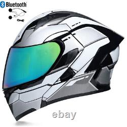 Casque de moto modulaire Bluetooth Casque de moto intégral Casque de moto à bascule Casque de moto homologué DOT