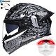 Casque De Moto Modulaire Dot Bluetooth Flip Up + Feu Arrière Led Casque De Moto