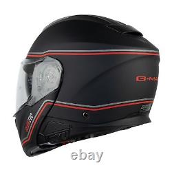 Casque de moto modulaire G-Mac Glide Evo Flip Up DVS en satin noir/gris/rouge